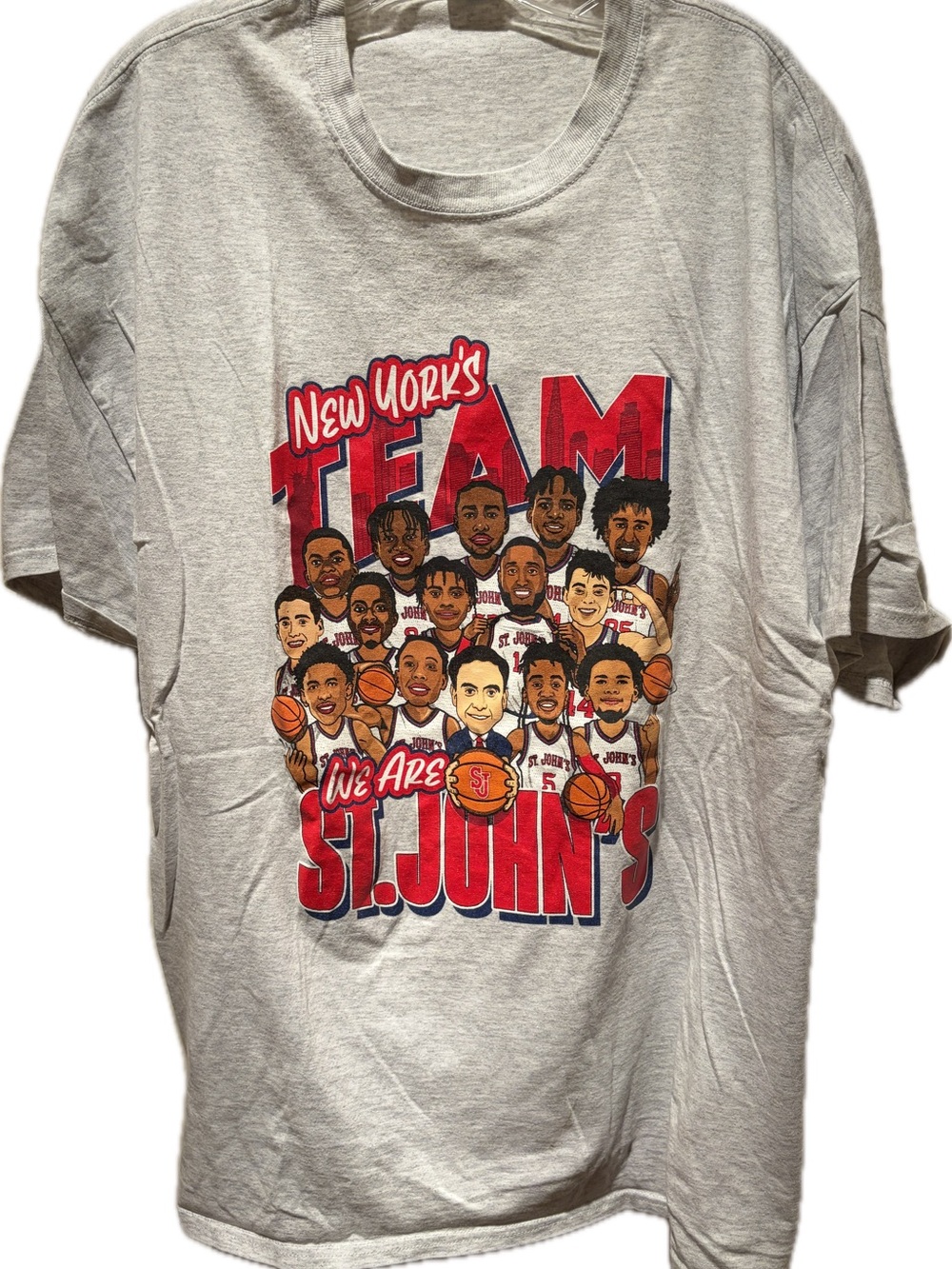 Port and Company St. John's men’s basketball T-Shirt - Light Gray with Red